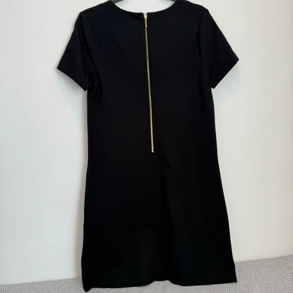 Kate Spade Black Glimmer Shift Dress‎ Jeweled Collar Short Sleeve Women’s Sz 8